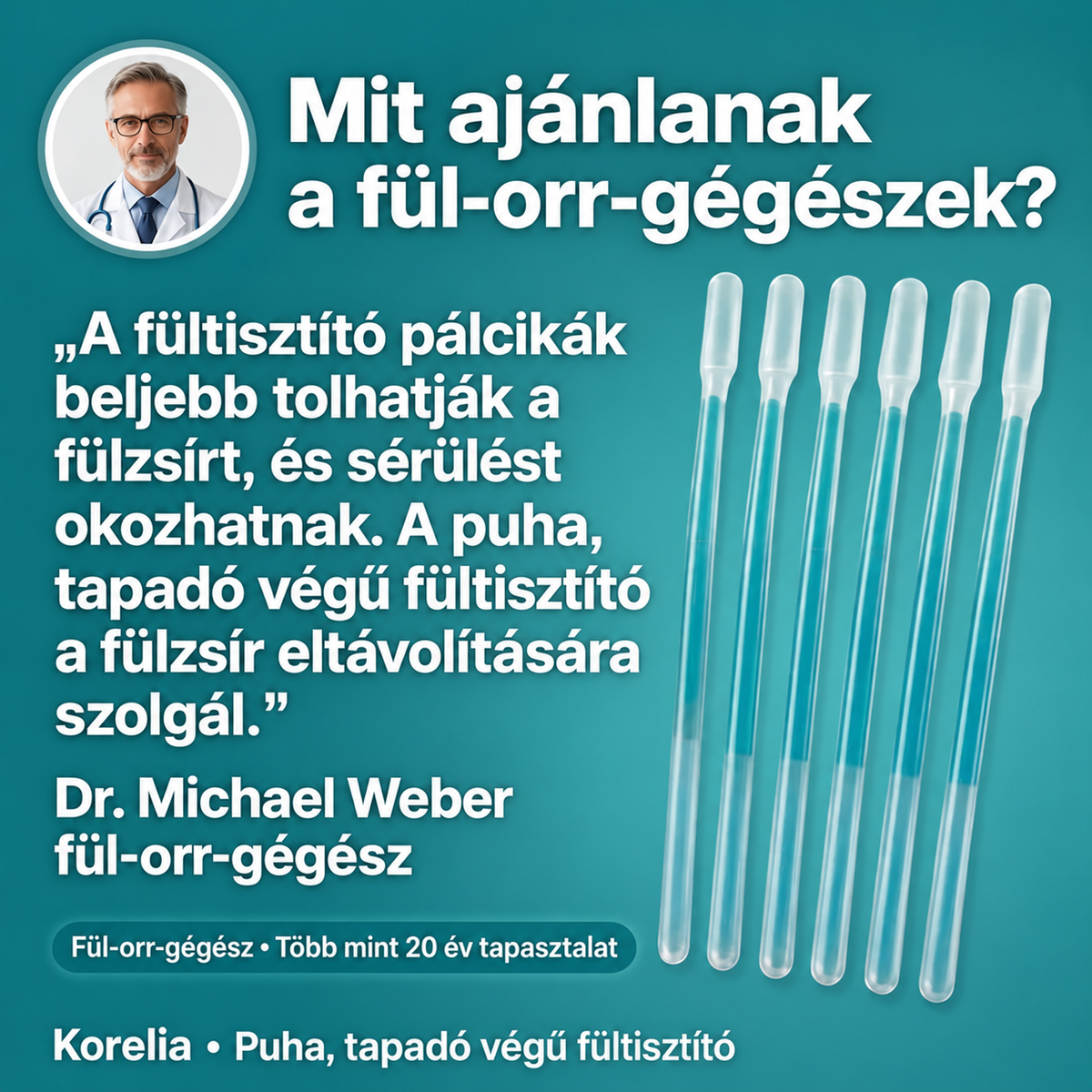 Korelia  – Tapadó Végű Fültisztító Pálcika